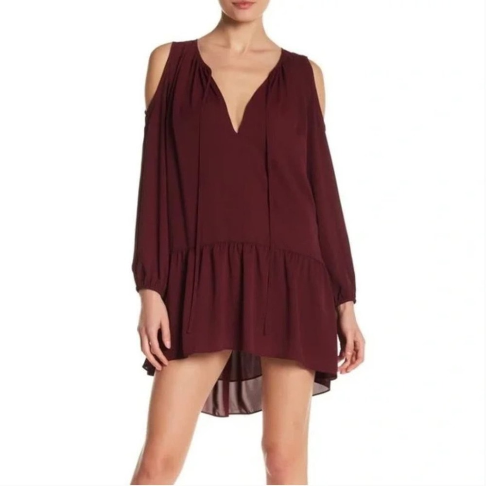 Amanda Uprichard Double Georgette Cold Shoulder Tunic Mini Dress, XS/P